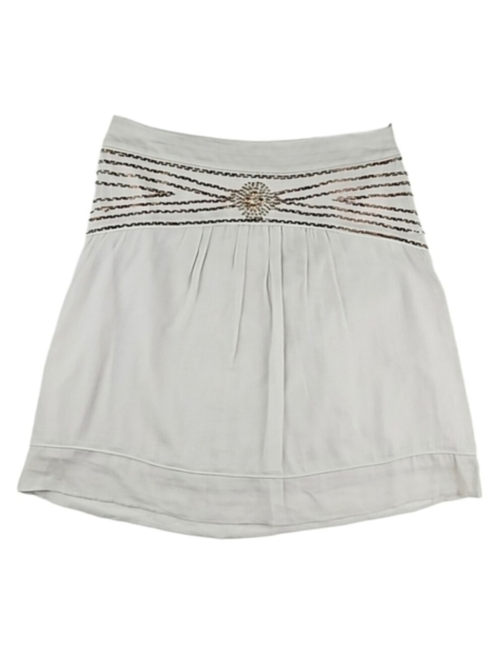 Promod Gold Beaded Vintage Cream Color Skirt Boho Y2K Festival - No Size Tag